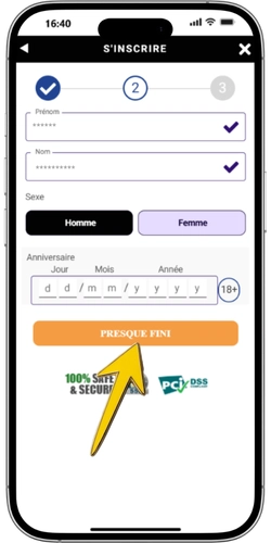 Saisie du nom, prénom et date de naissance